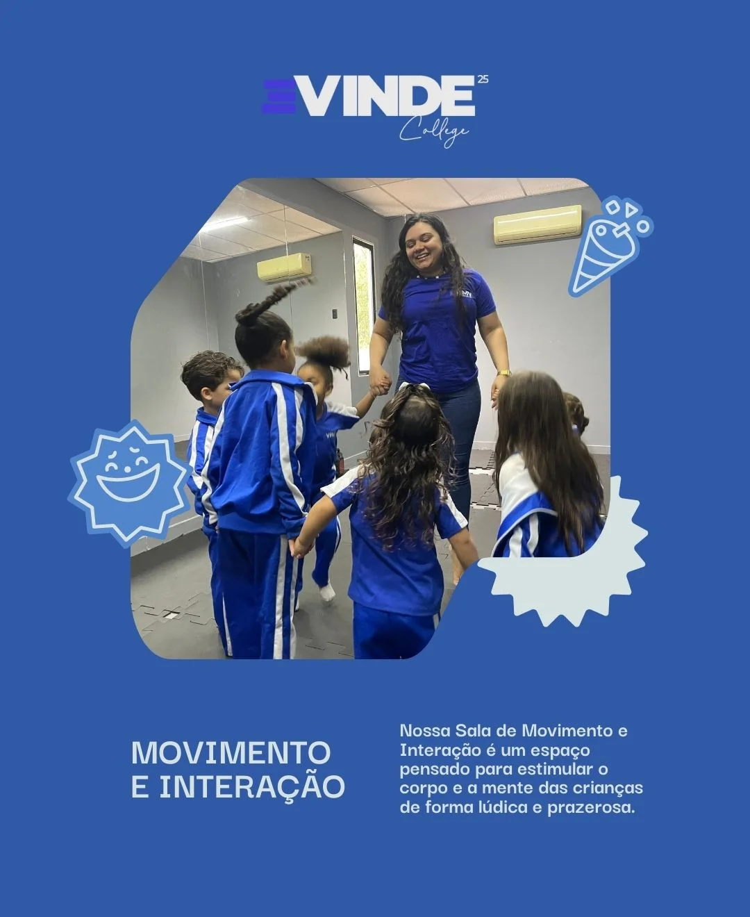 Crianças em uma atividade de movimento e interação